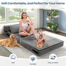 Folding Futon Sofa Bed, Convertible Foldable Chair Bed, Small Couch for Home - Gris - Ver 3