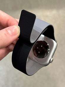 Huastonband 適用於 42mm 38mm 40mm 41mm 44mm 45mm 46mm 49mm，1件中性荔枝紋理矽膠磁吸錶帶，柔軟防汗防滑運動矽膠錶帶，適合 Series Ultra2、Ultra SE2、SE 11、10、9、8、7、6、5、4、3、2、1，送給朋友的派對、聚會、海灘、旅行禮物，中性配件，聖帕特里克節 - 黑灰色 - 查看 11