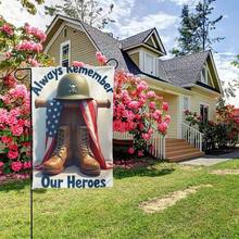 1PC Always Remember Our Heroes Patriotic Garden Flag Double Sided 12x18 Inch American Flag Boots Yard Flag Outdoor Decoration For Memorial Day Veterans Day Independence Day - Style 5 - 查看 8