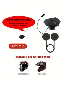 1 st trådlösa motorcykelhjälmhörlurar handsfree-samtalskit, stereo anti-störningsmusikhögtalare