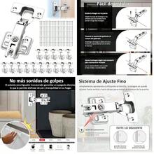 Bisagras Cierre Lento para Gabinetes de Cocina Set de 16 Piezas Ajustables con 100 Tornillos, Cierre Suave y Silencioso para Muebles, Armarios y Alacenas - como se muestra en la figura - Ver 1