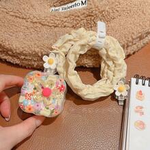 Juego de cubiertas protectoras con flores de verano en 3D compatibles con el cargador de 40W y el cable de carga de Apple - Champán - Ver 2