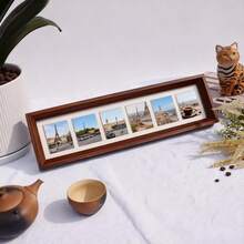 Collage Picture Frames Wall Hanging Long Multiple Wood Picture Frame 6 Opening Multi Photo Frame Acrylic Screen Horizontal Vertical Decor (Walnut) Suitable For Family Photos, Graduation Photos, Anniversaries, Baby Record Photos Ect. - Quả óc chó - Xem 9