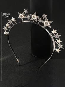 10/5/1 pieza Diadema de metal 3D en forma de estrella, minimalista y práctica, multifuncional. Adecuada para que las mujeres la usen en festivales, bodas y fiestas. - Plateado - Ver 5