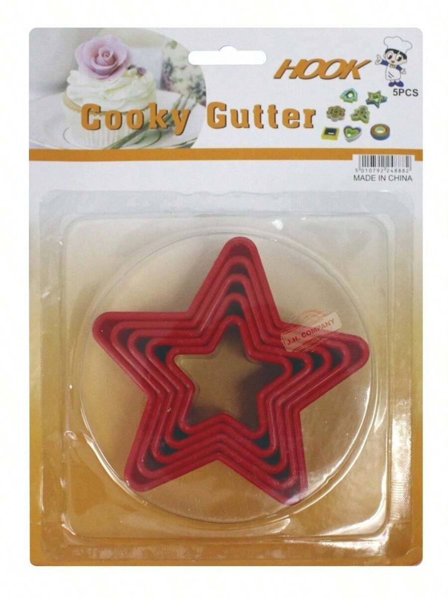 TendenciaSet 5 Cortadores Galletas Decoracion Reposteria Molde Yp-880 Color Estrella / RojoCalidad premium - Estrella / Rojo - Ver 1