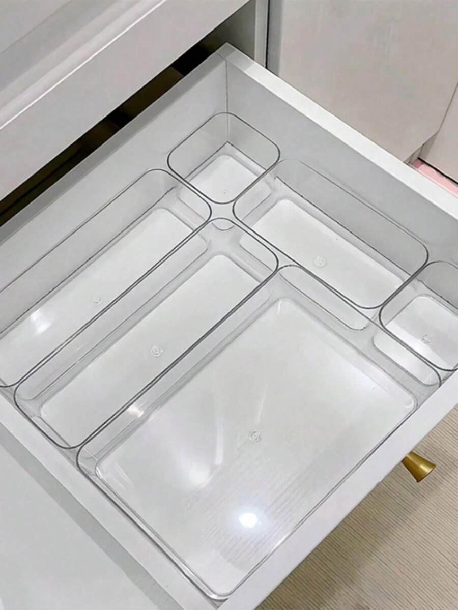 8个极简透明抽屉收纳盒，小物件整理盒，化妆品及工具收纳盒，抽屉整理盒