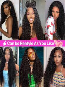 360 Lace Front Wigs Human Hair Deep Wave Glueless Wigs Pre Plucked With Baby Hair 360 Full Lace Frontal Curly Human Hair Wig With Adjustable Straps For Women - SNatural - View 6