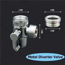 手持式水龙头分水器淋浴喷头适配器套装，可调节分水阀，适用于家庭浴室厨房水槽水龙头（灰色软管） - 彩色 - 查看 6