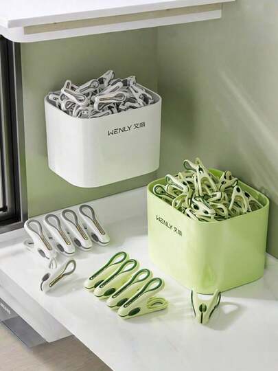 1Pc Storage Basket - Fixed Sock Clip Storage Basket For Household Windproof And Anti Slip Dormitory Use