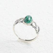 Byzantine Lapis Lazuli Ring S925 Silver 8x6mm Oval Midnight Blue Stone, Openwork Filigree Vintage Band Celestial Jewelry Mystic Statement Gift - Silver - View 5