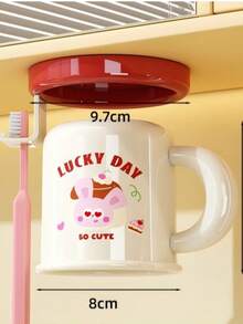 1pc Cute Pet Pattern Wall Mounted Toothbrush Holder Cup With Toothbrush Hook, Bathroom Vanity Storage Cup, Wall Mounted Toothbrush Cup - Multicolor - View 8