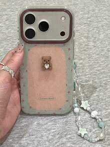 Cute Little Flower 3D Little Bear Phone Case Compatible With IPhone 17 Pro Max 17 Pro 17 17Air 16 Pro Max 16 Pro 16 15 Pro Max 15 Pro 15 14 Pro Max 14 Pro 14 13 Pro Max 13 Pro 13 12 11 Lovely Shockproof Back Cover - Floral Bear - View 2