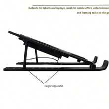 可调节高度笔记本电脑/平板电脑支架，带炫彩蓝色LED灯，符合人体工学的颈部友好设计，便携式设计，适用于流媒体播放、学习和办公，采用优质材料制成，通用设备支架