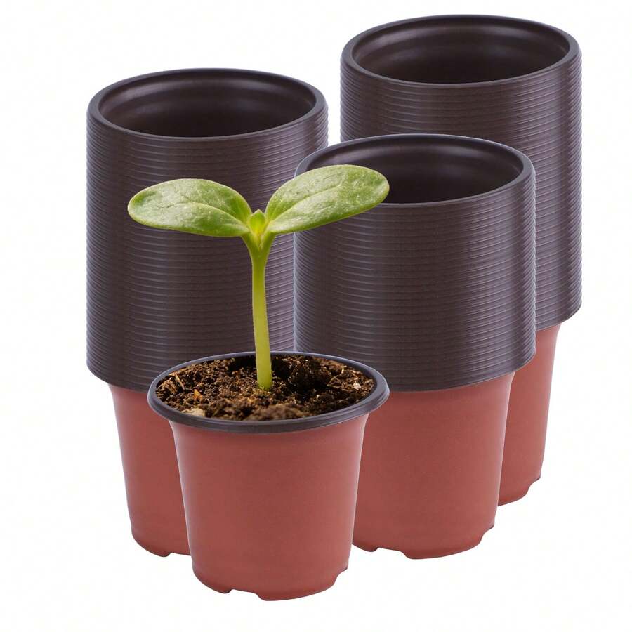 50/100个装塑料锥形育苗杯，带排水孔，传统款式，适用于室内/室外种植、花园和草坪养护、盆栽工具和容器配件 - 彩色 - 查看 1