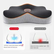 Cojín de espuma viscoelástica para asiento de coche, para aliviar el dolor de ciática, ideal para sillas de oficina. - Gris claro + oscuro - Ver 2