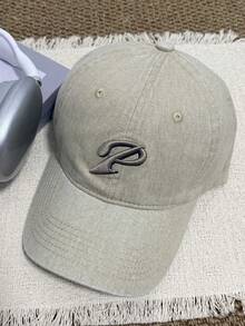 1pc Unisex P Letter Embroidery Baseball Cap, Casual Distressed Curved Brim Hat, Versatile For Daily Wear, Streetwear Style - A - View 6
