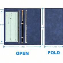 Premium Leather Checkbook Cover For Men And Women Checkbook Holder Wallet RFID Blocking - 藏蓝色 - 查看 4