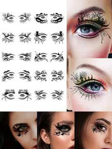 Smokey Eye Makeup Temporary Tattoos, Suitable For Daily, Party, Holiday Events, Lasts 3-5 Days, Can Be Removed With Makeup Remover - Multicolor - View 4