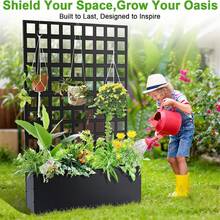 Caja de Plantación Metálica de Exterior Cama de Jardín Elevada con Rejilla Orificio de Drenaje para Plantas Trepadoras Flores Vegetales 73"x47"x12" - Negro - Raya horizontal - Con ruedas - Ver 5