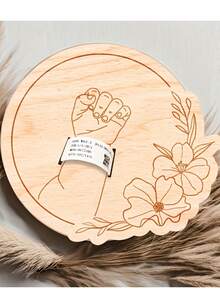 1pc Wooden Baby Birth Bracelet, Wooden Birth Certificate Plaque, Wooden Newborn Infant Identification Bracelet - Multicolor - View 2