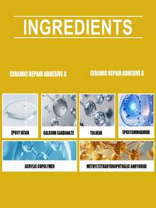 jakehoe Ceramic Repair Kit - Gold Glue Deep Bonding Adhesive For Broken Ceramics, Glass, Tile, Marble Crack Fissure Repair - Yellow - View 8