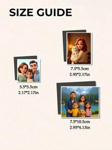 定制卡通照片冰箱贴 - 个性化家居装饰、家庭相册、婚礼纪念品、旅行纪念品、生日礼物、情人节礼物、冰箱贴 - 彩色 - 查看 6