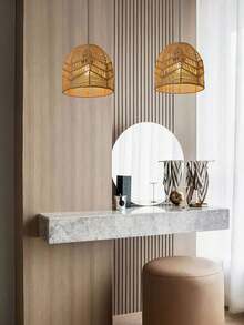 1pc Handwoven Paper Rope Lamp Shade, Creative Pendant Light Suitable For Rooms, Inns, Hotels, Restaurants And Other High-End Lighting Spaces