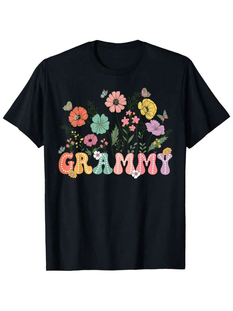 Grammy Mothers Day For Grandma Wildflower Floral Women T Shirt - màu đen - Xem 1