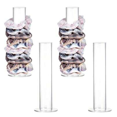 4 Piece Acrylic Scrunchie Holder FHDUSRYO Clear Hair Tie Organiser Stand Bracelet Stand Cute Room Decor For Jewelry Bracelet Headband Accories Display Tower Teen Girl Gifts