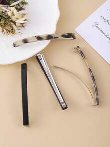 黑色发夹造型，豹纹鸭嘴发夹，银色鳄鱼卷发夹 - 彩色 - 查看 5