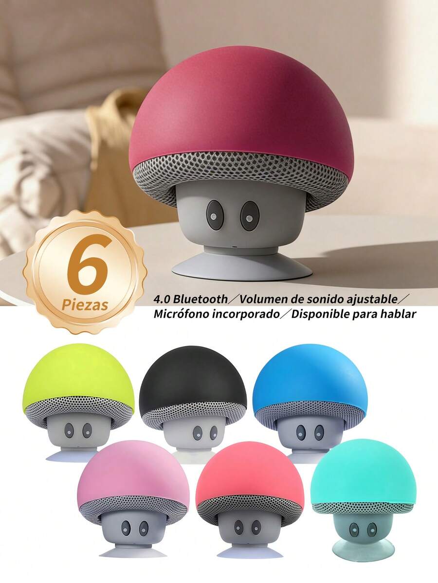 6 piezas Mini Altavoz Bluetooth Mushroom,Altavoz varillas Portátil con Cabeza de Hongo Tierno,Mini Altavoz Inteligente Portátil Creativo,Puede Usarse como Soporte para Teléfono Móvil, Pequeño y Delicado, Anticaídas, Ventosa de Excelente Sujeción, Altavoz Mini Cabeza de Hongo de Dibujos Animados. - 6 piezas - Ver 1