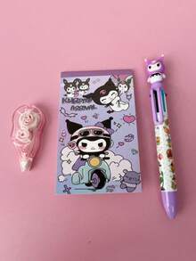 1 Set de 3 piezas del set de papelería de  de , que incluye cinta correctora, bolígrafo, libreta, caja de regalo con diseño de dibujos animados lindos, útiles escolares diarios, regalo de cumpleaños, premio para estudiantes - Multicolor - Ver 5