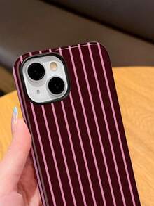 1pc Retro Elegant Contrast Striped Glossy 2-In-1 Filmic Hard Phone Case, Compatible With Samsung/Compatible With IPhone 11/12/13/14/15/16/17 Pro Max - Multicolor - View 4