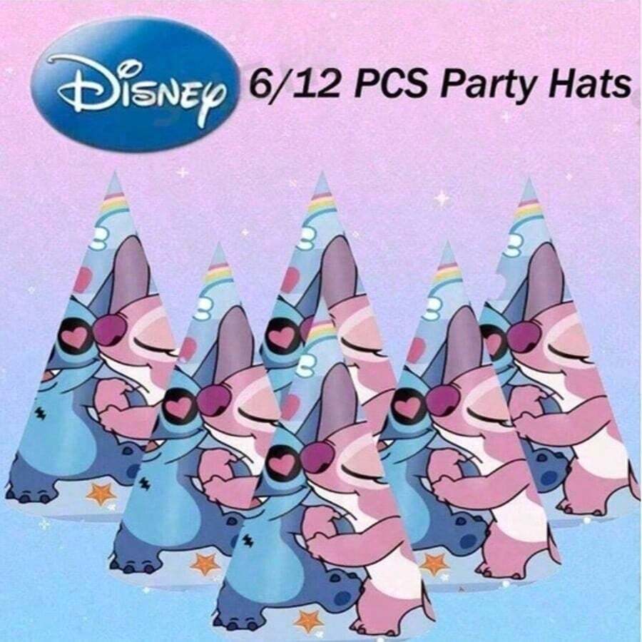 6/12pcs Stitch Cartoon Birthday Hats, Stitch Party Supplies, Suitable For Graduation Season, Wedding Season, Party Supplies And Stitch Themed Parties - Multicolor - View 1