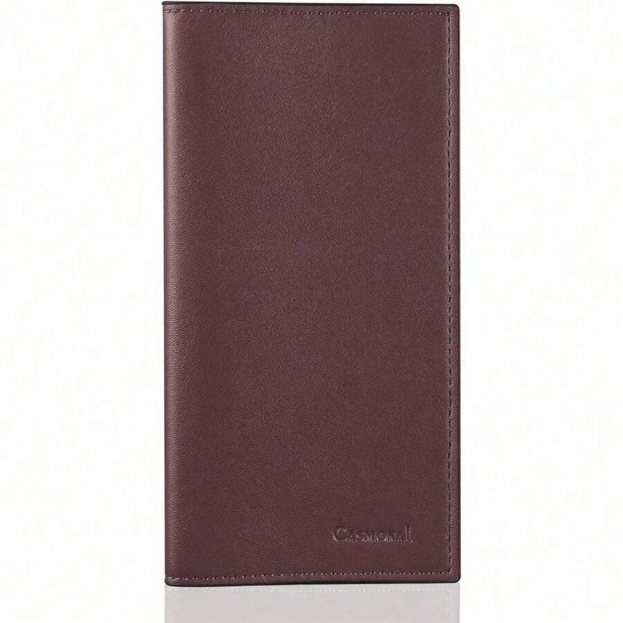 Premium Leather Checkbook Cover For Men And Women Checkbook Holder Wallet RFID Blocking - 咖啡時間 - 查看 1