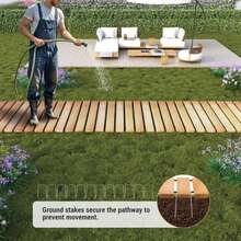 12FT Straight Wooden Garden Pathway Walkway Outdoor Roll Out Decorative Garden Non-Slip Patio Path Decorative Boardwalk Outdoor Road Floor For Backyard Beach Wedding Party - Màu A - Xem 2