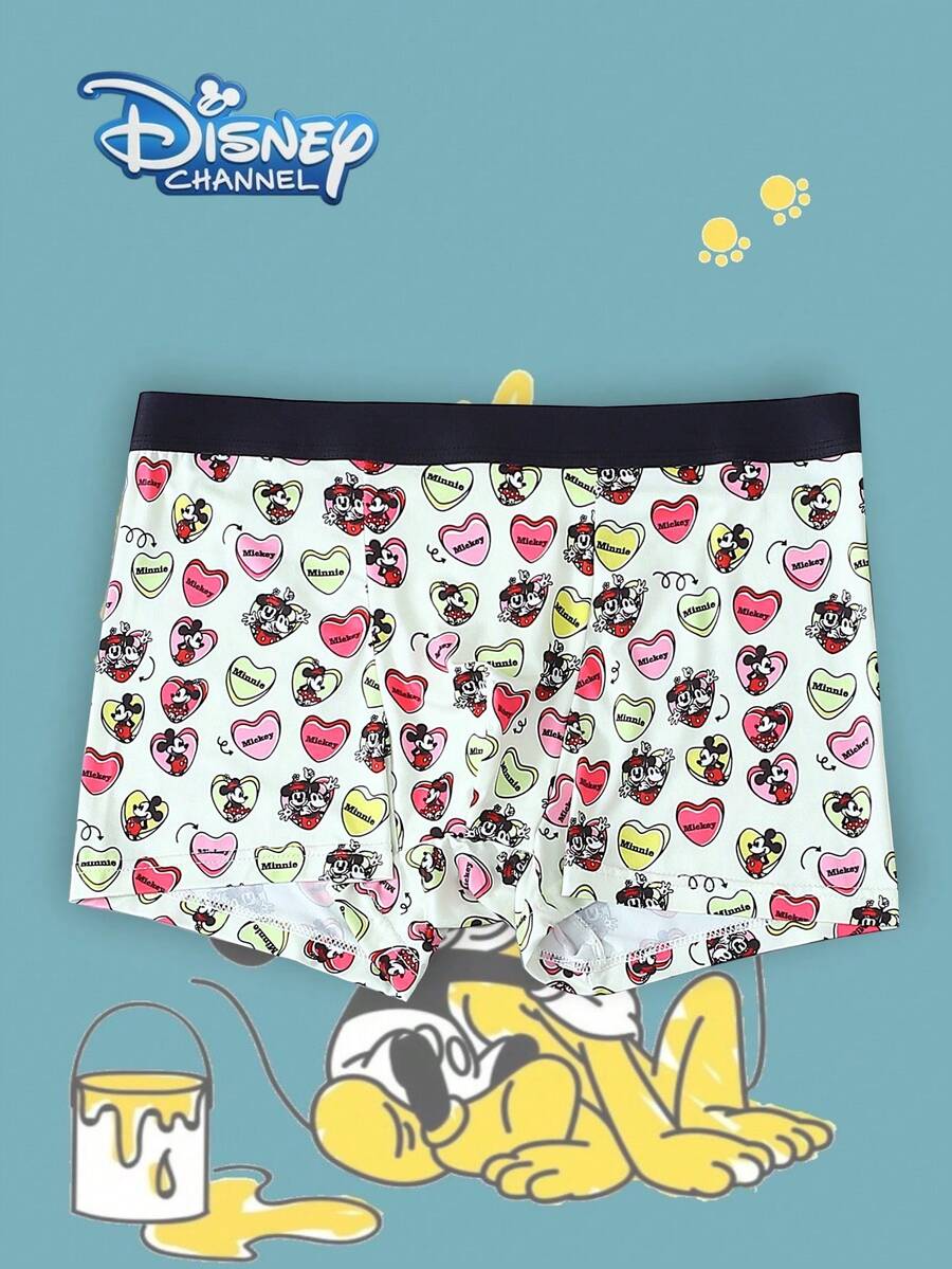 Disney 1件装迪士尼卡通印花男士内裤 - 柔软舒适，字母弹力腰带，休闲男士内裤 - 彩色 - 查看 1