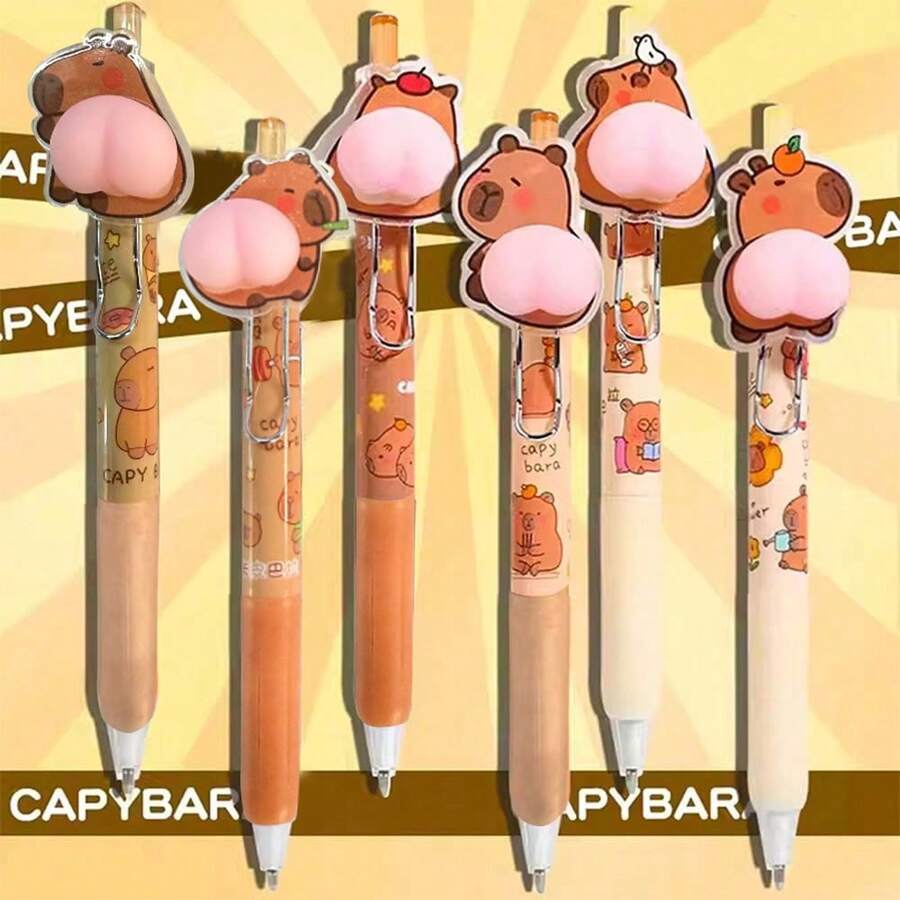 10/6/3 Stücke Capybara Hintern Quetsch Stressabbau Cartoon Kreativ Kugelschreiber - Verschiedenfarbig - Übersicht 1
