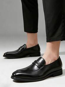 Salkin 奢华复古男士乐福鞋，柔软皮革鞋面，尖头设计，适合正式场合、商务绅士、社交活动、日常办公、派对、婚礼，也适合情侣约会、浪漫晚餐、节日礼物、返校季学生，百搭学院风，四季皆宜。建议选购大一码。 - 黑色 - 查看 9