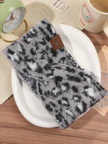 Grey Leopard Print Plush