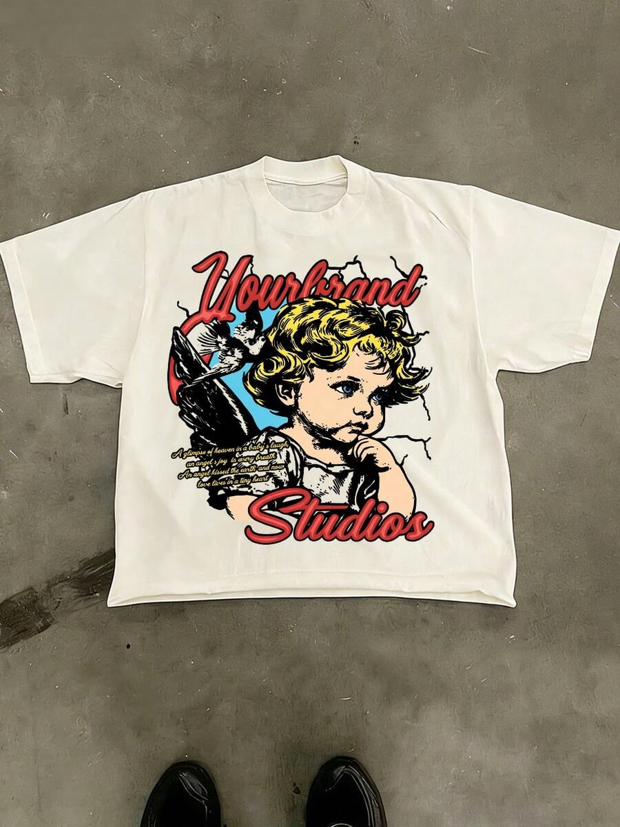 Tween Girl Cotten Clothes,Y2K-Inspired Letter Print T-Shirt - Casual Crew Neck, Short Sleeve, Machine Washable - Perfect For Spring/Summer/Fall,Fashion, Streetwear, Unisex, Men, Women - 白色 - 查看 1