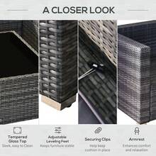 Outsunny 7-Piece Patio Furniture Set, Outdoor Wicker Conversation Set, All Weather PE Rattan Sectional Sofa Set With Cushions And Tempered Glass Top Coffee Table, Pillows, Gray - 灰色 - 查看 7