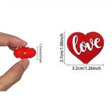 6pcs Valentine's Day 3D Heart Silicone Bead Set - Ideal For DIY Jewelry Making, Pens, Necklaces And Keychains - Colorful Craft Gift Spacer Bead Kit, Silicone Character Beads - Red - View 2