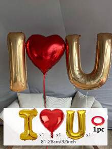 Red & Gold Decor Set - Large Gold LOVE Letter - Large Heart/Set, Polyester Foil Balloon Love Banner, Red Ribbon, Suitable For Valentine's Day, Anniversary, Wedding, Birthday Party, Home Decor, Hotel Decor, Photography Props - Multicolor - View 23