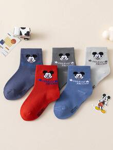 1/5/10 Pairs Disney Mickey Mouse Kids Mid-Calf Socks, Fashionable Winter Comfortable Breathable Student Socks For Daily Wear - Multicolor - View 5