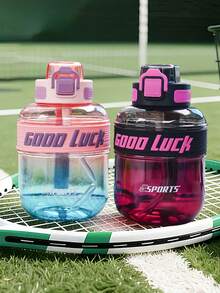 1个34盎司/1100毫升新款渐变色吸管杯，手榴弹造型水瓶，带提手，经久耐用，便于携带，适合户外运动、跑步、健身、游泳、露营，也适合各种节日场合，可作为礼物赠送。 - 彩色 - 查看 6