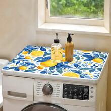 1件复古柠檬图案印花洗衣机防尘垫，橡胶软底，洗衣房配件，洗衣机顶部保护垫，速干，冰箱防尘罩，咖啡机台面吸水垫，硅藻土沥水垫，现代洗衣房和厨房电器洗衣机和烘干机防尘罩，家居装饰，厨房和餐厅装饰