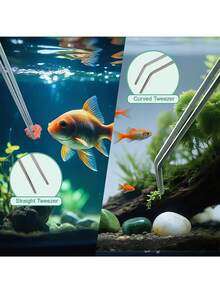 5pcs Stainless Steel Aquarium Tool Set - Long & Durable Aquarium Tweezers, Scissors, Algae Scraper, Feeding Tongs, Suitable For Aquarium Plant Cleaning & Trimming, Reusable - Aquascaping Tools - View 4