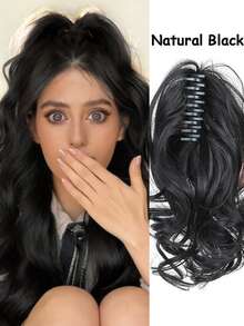 Extensiones de cabello postizo con cola de caballo glamorosa y rizada de aspecto natural, de 12 pulgadas, voluminosas y gruesas, resistentes al calor, sintéticas de lujo con cierre sin deslizamiento para cabello fino, para fiestas, bodas y uso diario (colores: negro natural, marrón claro, marrón oscuro, negro con tono marrón) - Multicolor - Ver 14