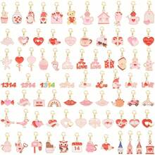 20pcs Valentine's Day Theme Keychain Set | Cupid Heart And Bouquet Alloy Pendant, Random Mixed Surprise Combination | Exquisite Gift Set, Suitable For Holiday Gifts And Party Supplies - Multicolor - View 2